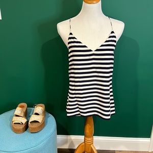 J Crew navy and white stripe spaghetti strap racerback top sz 6